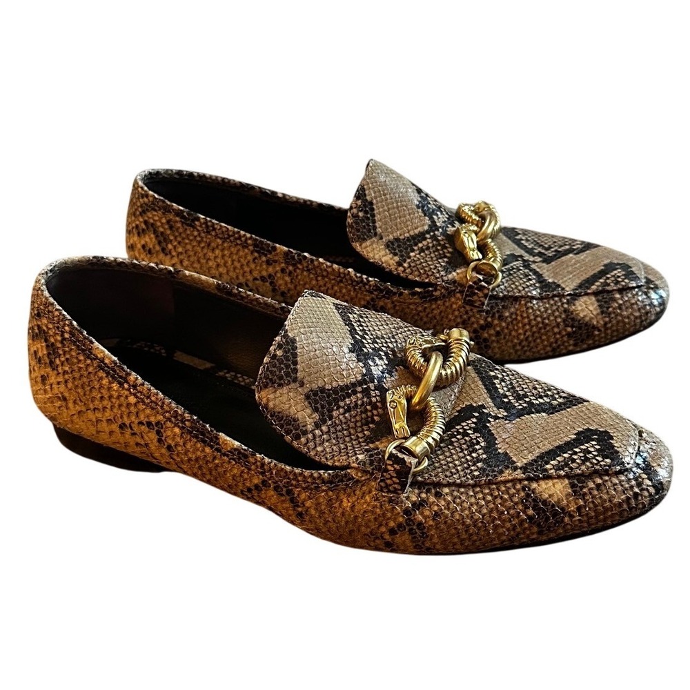 Tory Burch Jessa Snakeskin Embossed Leather Loafers Snakeskin Women's 7